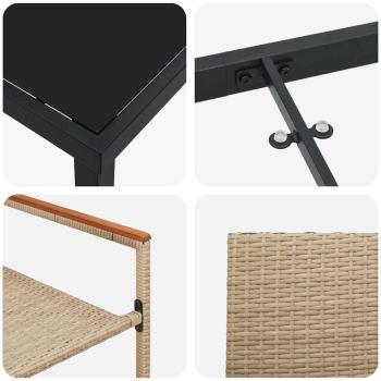 5-teiliges Garten-Esszimmer-Set in Beige aus Poly-Rattan