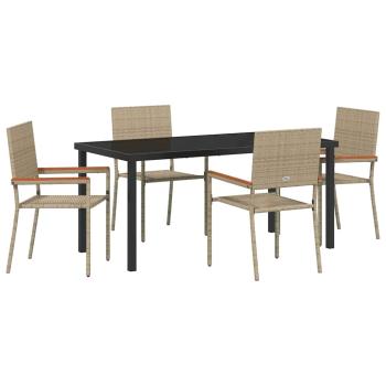 5-teiliges Garten-Esszimmer-Set in Beige aus Poly Rattan