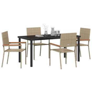 5-teiliges Garten-Esszimmer-Set in Beige aus Poly Rattan