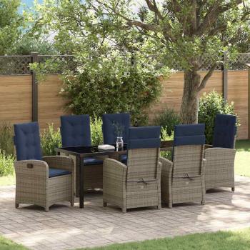 ARDEBO.de - Garten Essgruppe 7 stk. Grau Poly-Rattan