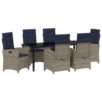 Garten Essgruppe 7 stk. Grau Poly-Rattan