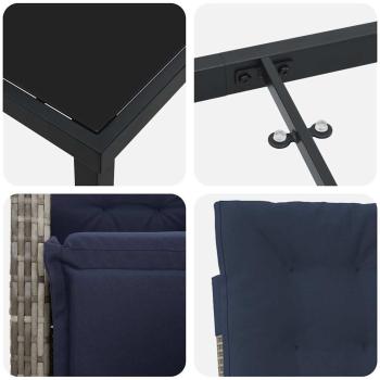 5-teiliges Garten-Essset in Grau aus Poly-Rattan