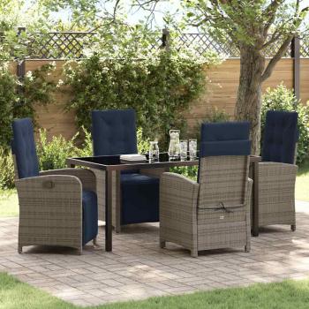 ARDEBO.de - 5-teiliges Garten-Ess-Set in Grau aus Poly-Rattan