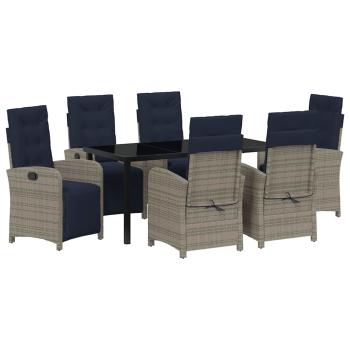7-teiliges Garten-Esszimmer-Set aus grauem Poly-Rattan