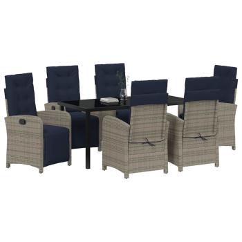 7-teiliges Garten-Esszimmer-Set aus grauem Poly-Rattan