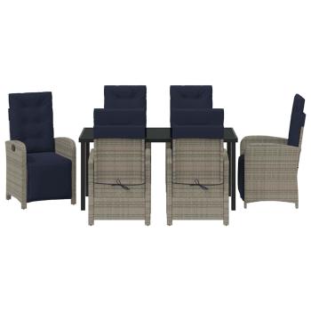 7-teiliges Garten-Esszimmer-Set aus grauem Poly-Rattan