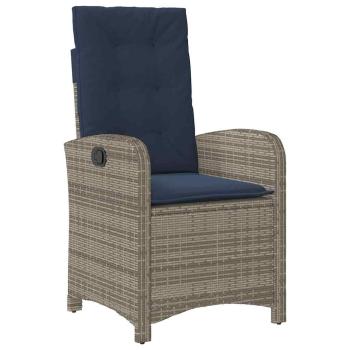 7-teiliges Garten-Essset aus grauem Poly Rattan