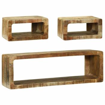3-teiliges TV-Schrank Set Massivholz Grobes Mango