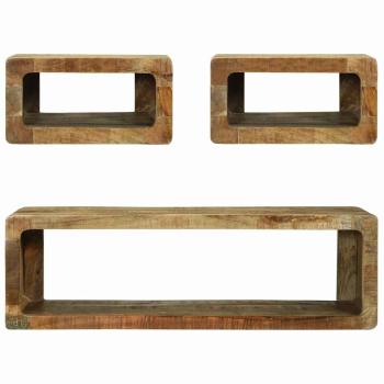 3-teiliges TV-Schrank Set Massivholz Grobes Mango