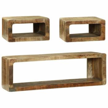 3-teiliges TV-Schrank Set Massivholz Grobes Mango