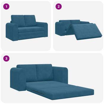 Boden Sofa Bett 2-in-1 Blau 148x71x83 cm Samt