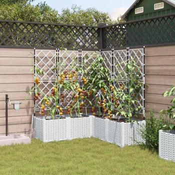 ARDEBO.de - Gartenpflanzer Lattice mit Speicher Weiß 120 x 120 x 142 cm Plastik