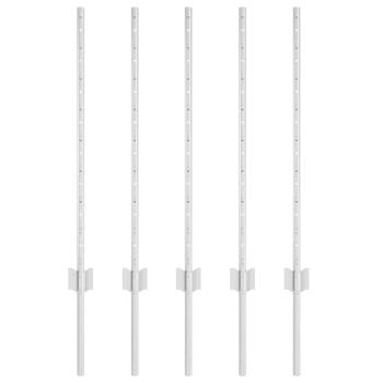 Eingebetteter Zaunpfosten 5 Stk. Silber 120 cm