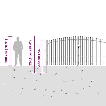 Gartentor mit Speartop Grau 100x500 cm aus Stahl