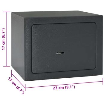 Safe Box mit Schlüsselverschluss Dunkelgrau 17x23x17 cm Stahl