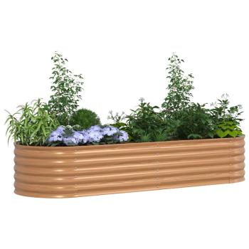 Hochbeet Braun mit Holzlook 240x80x44 cm Stahl