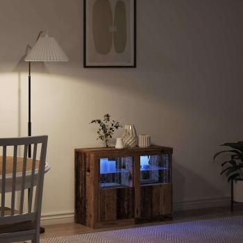 Side Cabinets mit LED-Lichtern 2 Stück Altholz 41x37x67 cm