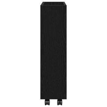 schmaler Badezimmer-Schrank mit Rollen schwarze Eiche