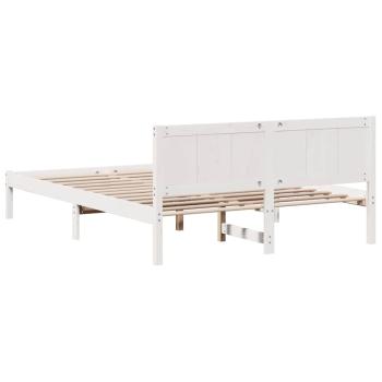 Weißes Holz-Bettgestell Weiß Holz 160 x 200 cm Langlebig