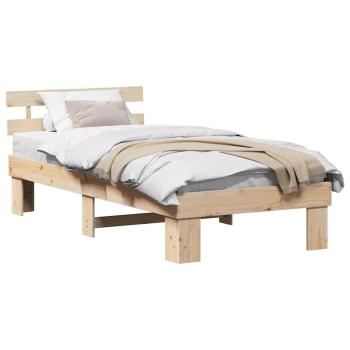 Bettgestell mit Kopfteil 75x190 cm aus Massivholz Kiefer