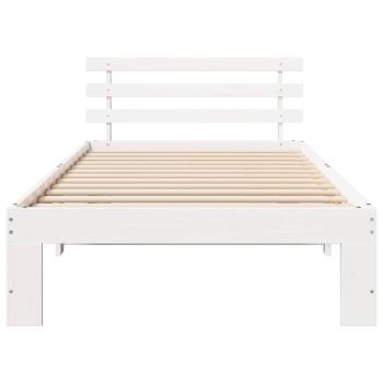 Weißes Holz-Bettgestell Weiß Holz 75 x 190 cm Einfach