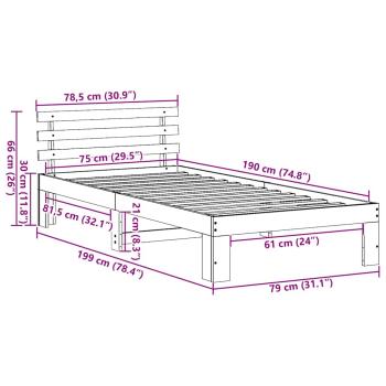 Weißes Holz-Bettgestell Weiß Holz 75 x 190 cm Einfach
