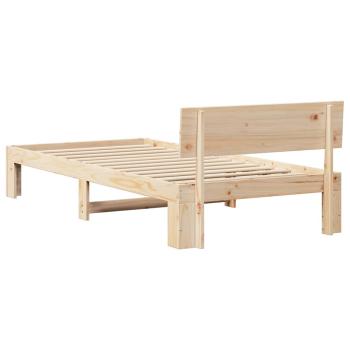 Bettgestell mit Kopfteil 75x190 cm aus massivem Kiefernholz