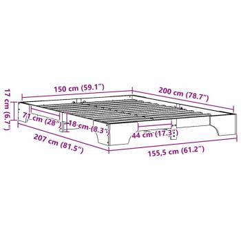 Bettgestell in Weiß 150x200 cm aus massivem Kiefernholz