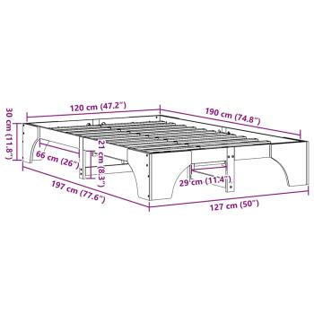 Bettgestell Wachsbraun 120x190 cm aus massivem Kiefernholz