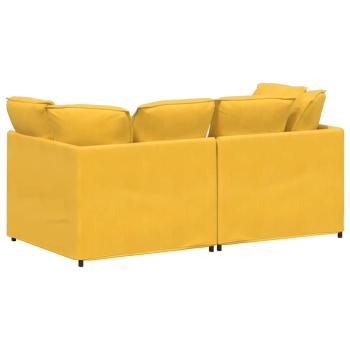 Modulares Sofa mit Kissen Cordstoff Hellgelb