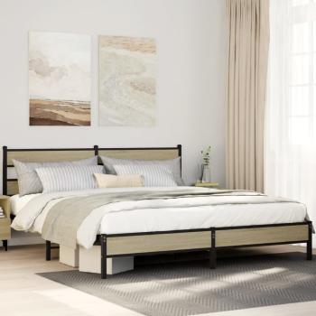 ARDEBO.de - Metallbett ohne Matratze Sonoma-Eiche 193x203 cm