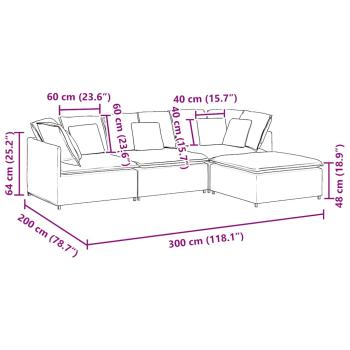 Modulares Sofa mit Fußhocker Kissen Cordstoff Dunkelgrün