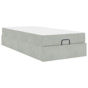 Bettgestell mit Speicher Hellgrau 100 x 200 cm Samt