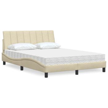 ARDEBO.de - Bett mit Matratze "Hanko" Creme 140x190 cm Stoff