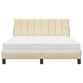 Bett mit Matratze "Hanko" Creme 140x190 cm Stoff