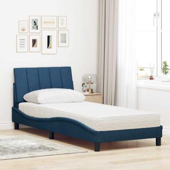 Bett mit Matratze "Hanko" Blau 90x200 cm Stoff
