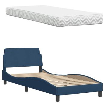 Bett mit Matratze "Hanko" Blau 90x200 cm Stoff