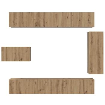 TV-Schrank-Set 8 pcs Eiche handwerklich 30,5 x 30 x 90 cm