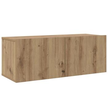 TV-Schrank-Set mit Regal Wandmontiert mit Speicher mit Tür 4 pcs Eiche handwerklich