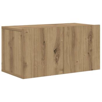 TV-Schrank-Set mit Regal Wandmontiert mit Speicher mit Tür 4 pcs Eiche handwerklich