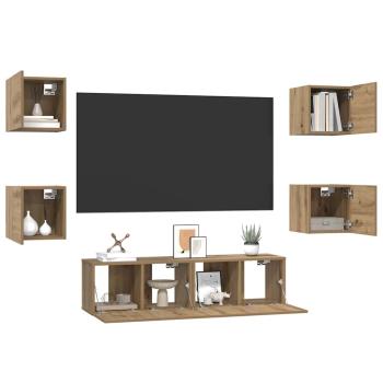 ARDEBO.de - TV-Schrank-Set 6 pcs Eiche handwerklich 60 x 30 x 30 cm