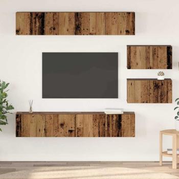 ARDEBO.de - TV-Schrank Set mit Regal Wandmontiert Sonstiges mit Speicher mit Tür 6 pcs Altholz Mittel Holzwerkstoff