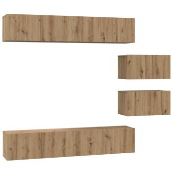 TV-Schrank Set 6 pcs Eiche handwerklich 80 x 30 x 30 cm Mittel