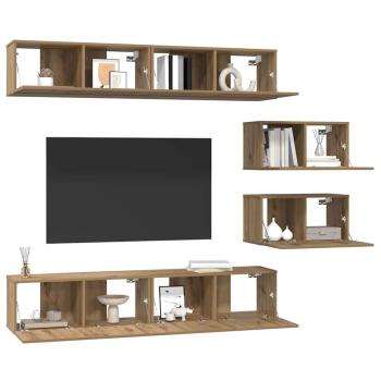 TV-Schrank Set 6 pcs Eiche handwerklich 80 x 30 x 30 cm Mittel