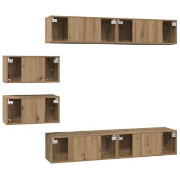 TV-Schrank Set 6 pcs Eiche handwerklich 80 x 30 x 30 cm Mittel