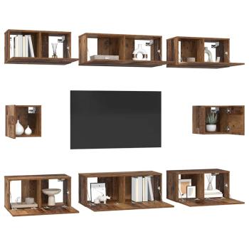 TV-Schrank Set mit Regal 8 pcs Altholz Mittel 30,5 x 30 x 30 cm