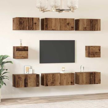 TV-Schrank Set mit Regal 8 pcs Altholz Mittel 30,5 x 30 x 30 cm