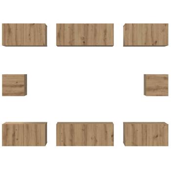 TV-Schrank Set mit Regal Wandmontiert Sonstiges mit Speicher 8 pcs Eiche handwerklich