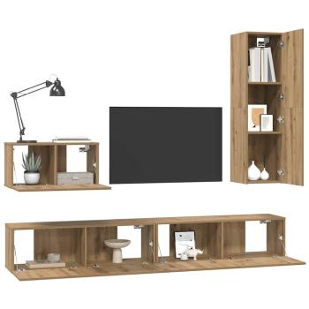 TV-Schrank Set 4 pcs Eiche handwerklich Mittel Holzwerkstoff