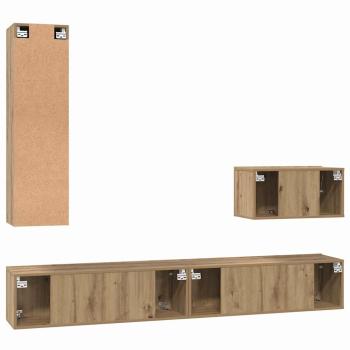 TV-Schrank Set 4 pcs Eiche handwerklich Mittel Holzwerkstoff